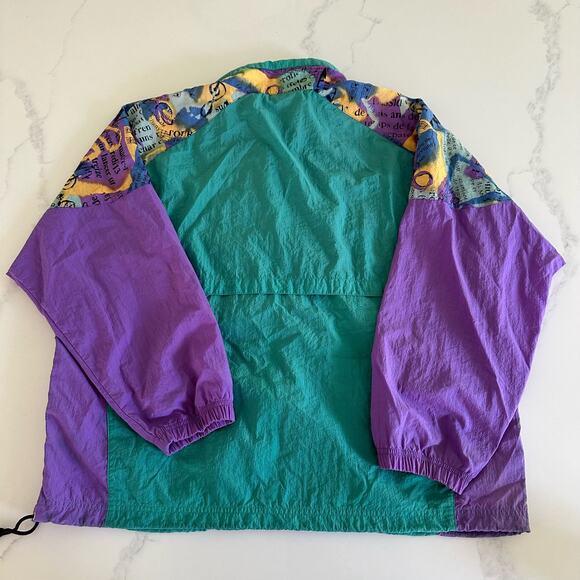 Vintage Reebok Windbreaker Jacket Zip Purple Green 1990 - Picture 8 of 9